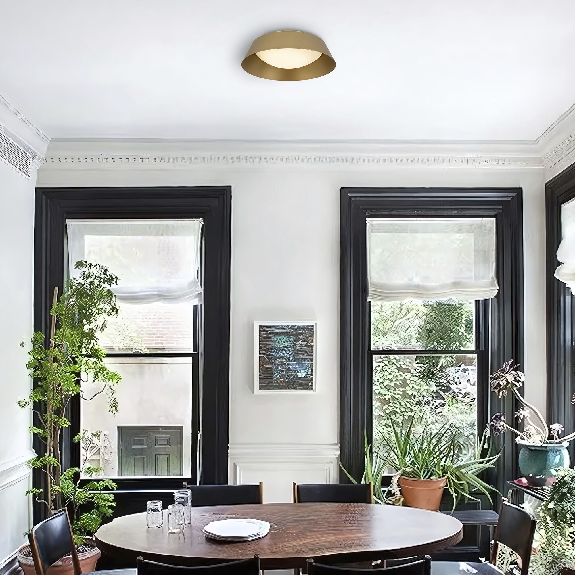 Pez LED 15 inch Painted Brass Outdoor Flush Mount